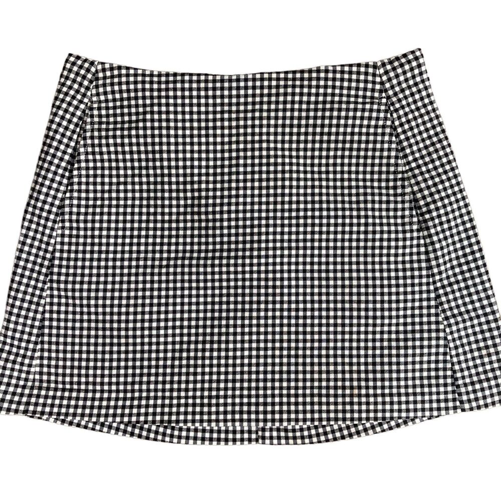 Urban Outfitters Women’s Sz Small Black White Check Mini Skirt Stretch Waist